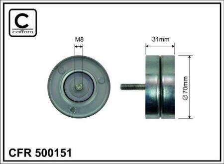 Ролик проміжний поліклинового ремня Chevrolet Captiva/Malibu, Opel Antara/Astra J GTC/Insignia A/Country, Saab 9-3, 9-3X, 9-5 2.0/2.0ALK/2.4 01.08- 70x8x31 CAFFARO 500151