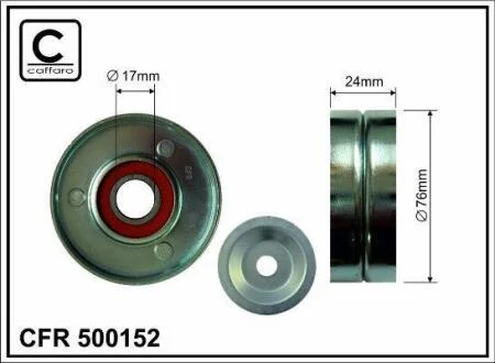 Ролик натяжного механізму поліклинового ремня Audi A6 2.5D 06.94-12.97 76x17x24 CAFFARO 500152