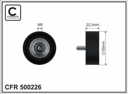 Ролик проміжний поліклинового ремня Mini R56/R57/R58/R59/Clubman R55/R55/Countryman R60/Paceman R61, Toyota Avensis/Rav 4 IV/Verso 1.6D/2.0D 05.09-11.18 55x8x22,3 CAFFARO 500226