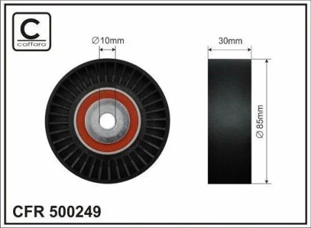 Ролик проміжний поліклинового ремня Subaru Forester/Impreza/Legacy IV/V/Outback/XV 2.0D 02.08- 85x10x30 CAFFARO 500249
