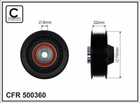 Ролик генератора MB OM601-603 (69x22,5x8)(пластик/6PK) CAFFARO 500360