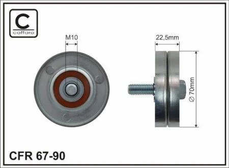Ролик проміжний поліклинового ремня Dacia Solenza, Renault Clio I/Rapid 1.4 01.91- 70x10x22,5 CAFFARO 6790