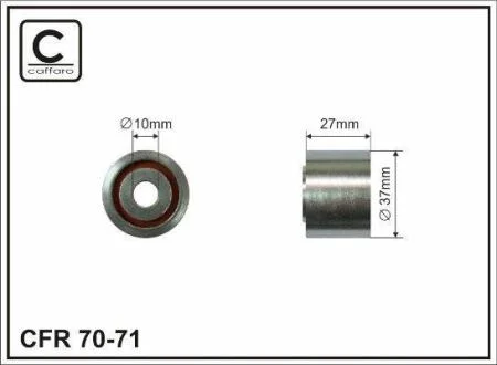 Ролик проміжний поліклинового ремня Citroen Berlingo/Jumpy/Xsara, Fiat Scudo, Mercedes Actros MP2/MP3, Peugeot 206/306/Expert/Partner/Partnerspace 1.9D/11.9D 06.96- 37x10x27 CAFFARO 70-71