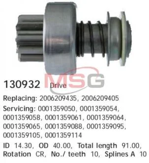 Бендикс стартера CARGO 130932