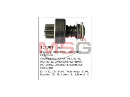 МЕХАНІЗМ ВІЛЬНОГО ХОДУ СТАРТЕРА CARGO 131381