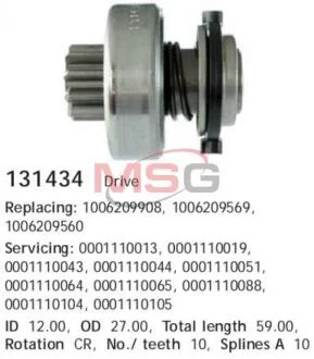 МЕХАНІЗМ ВІЛЬНОГО ХОДУ СТАРТЕРА CARGO 131434