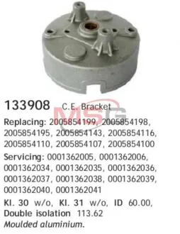 Задня кришка стартера BO, CG133908 (0001 362...) CARGO 133908
