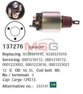 Втягивающее реле стартера, Volvo L (30B/L35B) CARGO 137276