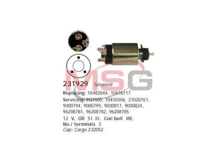 A_Втягуюче реле стартера CHEVROLET/DAEWOO/FIAT/ISUZU/OPEL/PONTIAC CARGO 231929