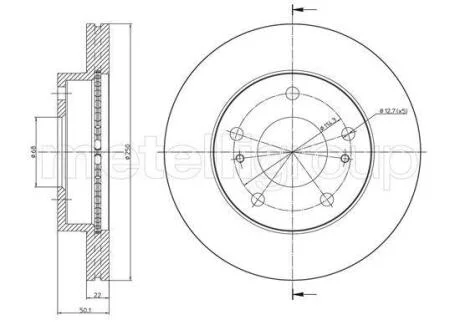 NISSAN Диск гальмівний передн. SERENA 1.6, 2.0, 2.3 91-, VANETTE CARGO 1.6, 2.0, 2.3 94- CIFAM 800-1098