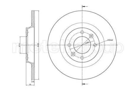 CITROEN Гальмівний диск задній C4 II 1.2/1.6 14-, DS 4 1.6/2.0 15-18, PEUGEOT 308 1.6 10-14 CIFAM 8001393C