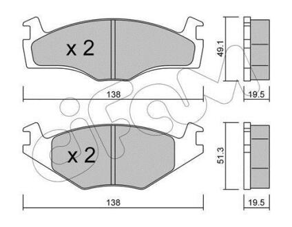 VW гальмівні колодки передн.Golf I,II,III,Jetta -92, Passat -88 CIFAM 8220451