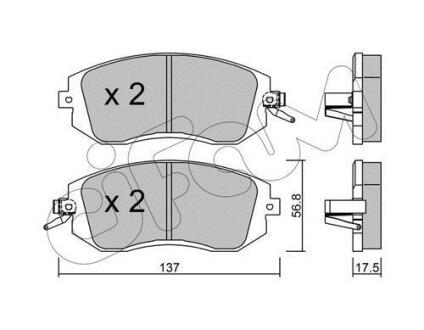 Гальмівні колодки пер. Subaru Impreza 02-/Forester 02- (akebono) CIFAM 8225001