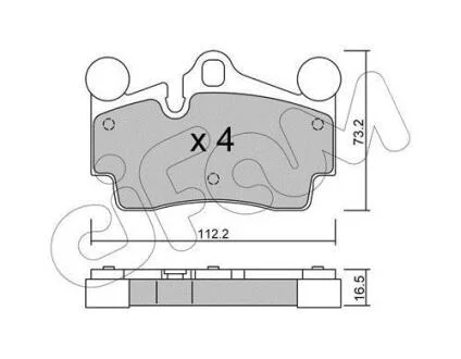 Гальмівні колодки зад. Audi Q7/Touareg/Cayenne (Brembo) (112,2x73,2x16,2) CIFAM 8226550
