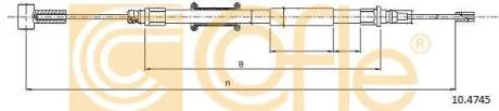 Трос ручного гальма зад. Л/П PSA Boxer/Ducato/Jumper 40-Maxi mod/06- 1485/1168 COFLE 10.4745