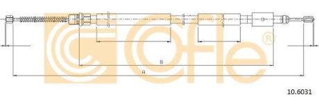 Трос ручника лiвий Peugeot 306 93- +ABS COFLE 10.6031