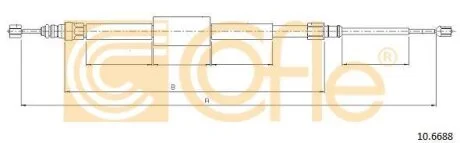Трос ручного гальма Renault Megane II (купе) 03-> (1940/1080mm) (лів=прав) COFLE 10.6688
