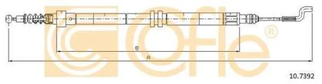 Трос ручного гальма зад. Л/П VW T4/Caravelle/Multivan DS1,9-2,4-2,5 ch >70W120000 97- (дискові гальма) 949/715 COFLE 10.7392