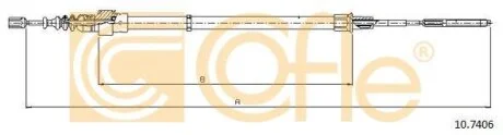 Трос ручного гальма зад. Л/П VW Golf III Vento 1,6 1,8 GTi 2,0 2,8 VR6 1,9DS. TDS COFLE 10.7406