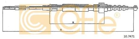 Трос ручного тормоза VW GOLF II 1.8L 1990 - 1991. VW JETA II 1.8L COFLE 10.7471
