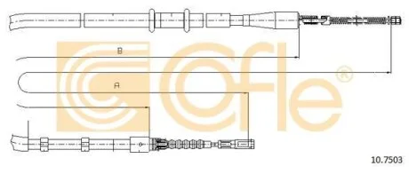 Трос ручного гальма зад. Л/П Audi 80 91- (барабані гальма) 1578/1352 COFLE 10.7503