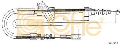 Трос ручного гальма правий (диск) Audi 80 89-91 COFLE 10.7542
