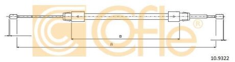 Трос ручного гальма правий Mercedes A140/A160/A170 97- COFLE 10.9322