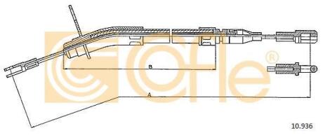 Трос ручного гальма правий DB W123 76-85 COFLE 10936