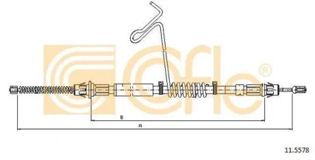 Трос ручного гальма Ford Transit 00-06 правий R (спарка) (1332/1040mm) COFLE 11.5578