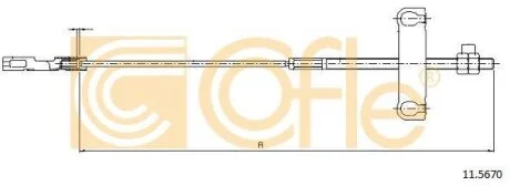 Трос ручного гальма центр..Ford Transit 00-06 COFLE 11.5670