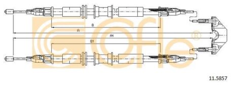 Трос ручного гальма Opel Astra G (98-05) (1252/1060x2) COFLE 11.5857