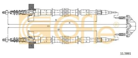 Трос стояночного гальма (Трос стояночного тормоза) COFLE 11.5861
