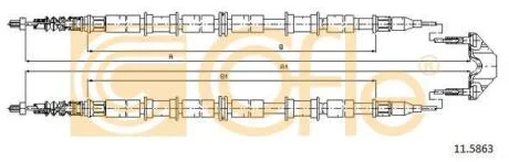 Трос стояночного гальма (Трос стояночного тормоза) COFLE 11.5863