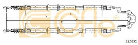 Трос ручного гальма зад. L/P Opel Astra H 1.2-2.0 04- COFLE 11.5952