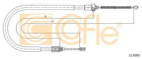 Трос ручника правый Clio2 +ABS 1355mm COFLE 11.6585