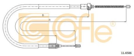 Трос ручника левый Clio2 +ABS 1277mm COFLE 11.6586