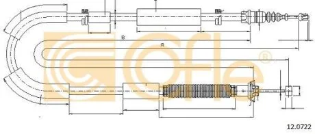 Трос гальма стоянки, правий COFLE 12.0722