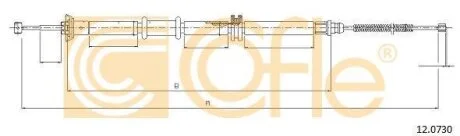 Трос ручного гальма зад. NEMO/BIPPER 07- (бенз.) Пр. (1695/1442) COFLE 12.0730