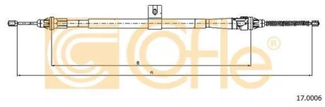 Трос ручного гальма зад. MICRA K12 04- Л. (1603/1392) COFLE 17.0006