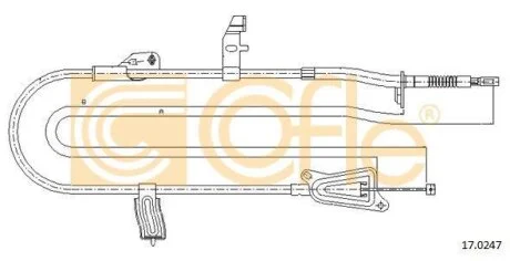 Трос ручного тормоза зад. PRIMERA P12 03- Л. (1778/1628) COFLE 17.0247