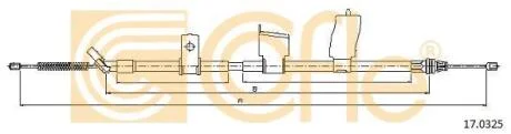 Трос ручного гальма зад. Qashqai 07- Л. (1703/1523) COFLE 17.0325