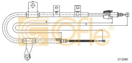 Трос ручного гальма зад. MATRIX 1.6-1.8i 01- Л. (1650/1405) COFLE 172560