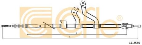 Трос ручного гальма зад. Hyundai i30 1.4-1.6 12- Пр. (диск) (1885/1670) COFLE 17.2580