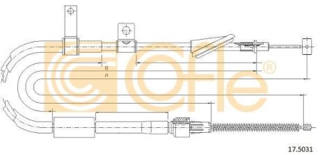 Трос ручного гальма Suzuki Swift II (89-03) (1437/1276mm) COFLE 17.5031