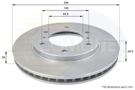 - Диск гальмівний вентильований з покриттям COMLINE ADC0378V