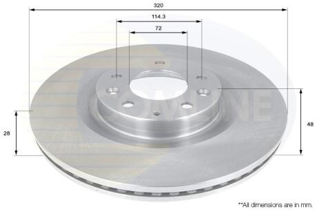 Диск гальмівний вентильований передній Mazda CX-7, CX-9 (07-12) COMLINE ADC0460V