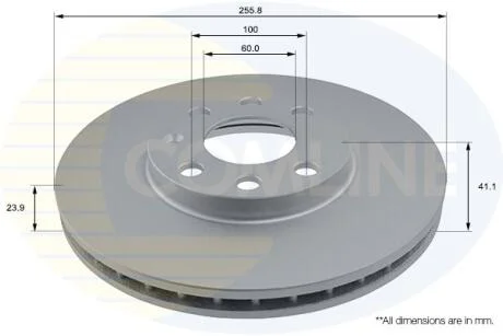 - Диск гальмівний вентильований з покриттям COMLINE ADC1105V