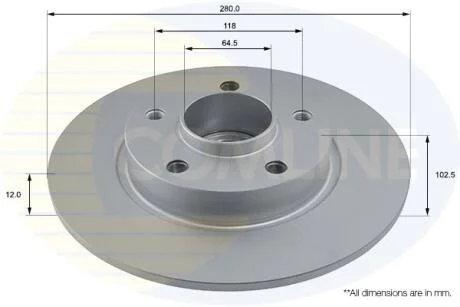 - Диск гальмівний з покриттям COMLINE ADC1137