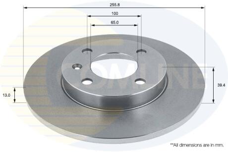 Диск гальмівний передній VAG CADDY/GOLF 3/GOLF 4/PASSAT -04 перед.(256x13mm.) COMLINE ADC1403