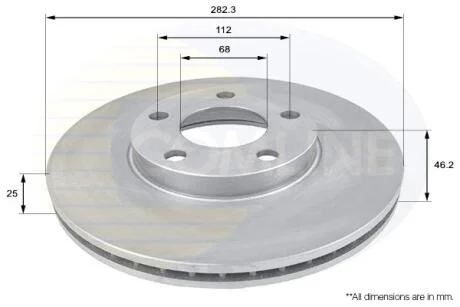 - Диск гальмівний вентильований з покриттям COMLINE ADC1425V